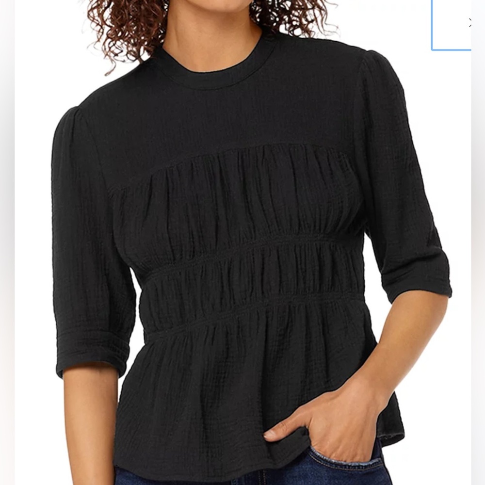 Joe's Jeans Chic Black Gathered Peplum Blouse